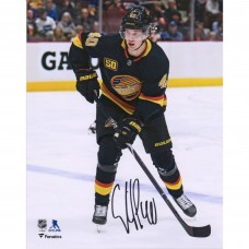 Autographed Vancouver Canucks Elias Pettersson Fanatics Authentic 8 x 10 Black Alternate Jersey Skating Photograph