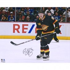 Autographed Vancouver Canucks Brock Boeser Fanatics Authentic 16 x 20 Black Jersey Skating Photograph