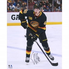 Autographed Vancouver Canucks Elias Pettersson Fanatics Authentic 16 x 20 Black Alternate Jersey Skating Photograph