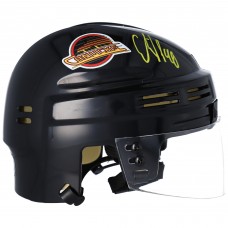 Autographed Vancouver Canucks Elias Pettersson Fanatics Authentic Black Skate Throwback Logo Mini Helmet