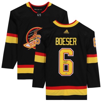 Autographed Vancouver Canucks Brock Boeser Fanatics Authentic Black Alternate Adidas Authentic Jersey