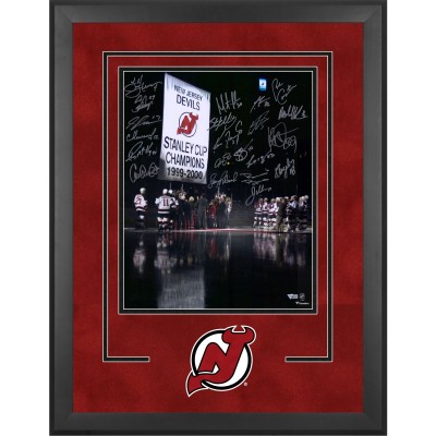 Autographed New Jersey Devils Fanatics Authentic Deluxe Framed 16 x 20 2000 Stanley Cup Champions Banner Raising Photograph with 20 Signatures
