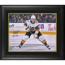 Autographed Vegas Golden Knights William Karlsson Fanatics Authentic Framed 16 x 20 White Jersey Skating Photograph with Wild Bill Inscription