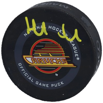 Шайба с автографом Henrik Sedin Vancouver Canucks Fanatics Authentic Black Skate Throwback Logo Official