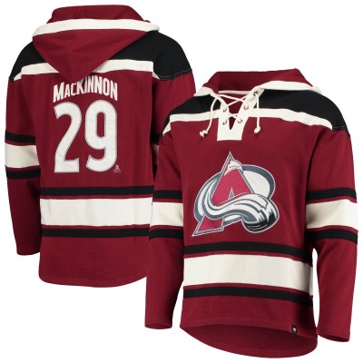 Толстовка Colorado Avalanche Nathan MacKinnon 47 Burgundy Player Name & Number Lacer