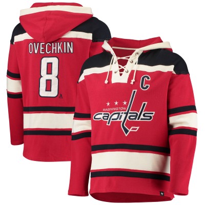 Washington Capitals Alexander Ovechkin 47 Red Player Name & Number Lacer Pullover Hoodie