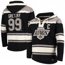 Los Angeles Kings Wayne Gretzky 47 Black Retired Player Name & Number Lacer Pullover Hoodie