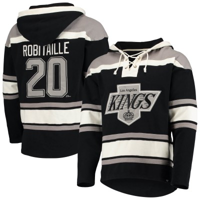 Los Angeles Kings Luc Robitaille 47 Black Retired Player Name & Number Lacer Pullover Hoodie