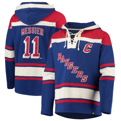 Толстовка Mark Messier New York Rangers 47 Retired Player Name & Number Lacer - Blue