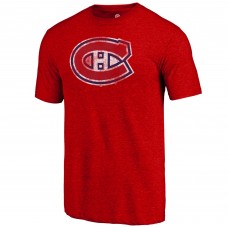 Montreal Canadiens Red Distressed Tri-Blend T-Shirt