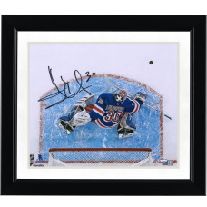 Фото с автографом New York Rangers Henrik Lundqvist Fanatics Authentic 8 x 10 Overhead Blocker Save