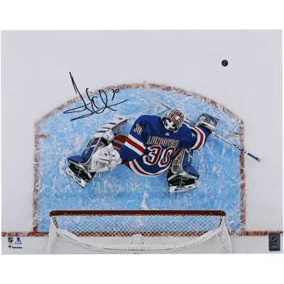 Autographed New York Rangers Henrik Lundqvist Fanatics Authentic 16 x 20 Overhead Blocker Save Photograph