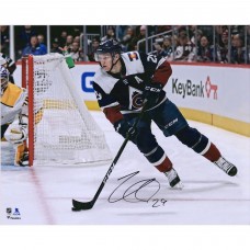 Autographed Colorado Avalanche Nathan MacKinnon Fanatics Authentic 16 x 20 Navy Jersey Skating Photograph