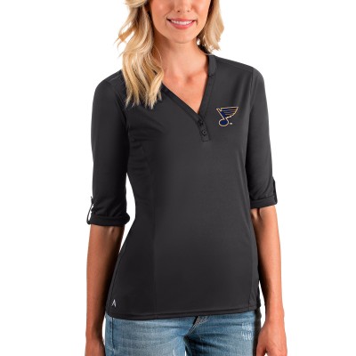 St. Louis Blues Antigua Women's Accolade 3/4 Sleeve V-Neck Top - Charcoal