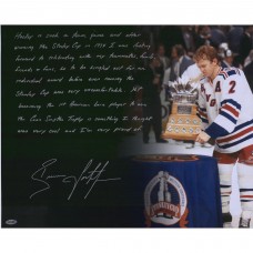 Autographed New York Rangers Brian Leetch Fanatics Authentic 16 x 20 Receiving Conn Smythe Photograph with Story Inscription Autographed New York Rangers Brian Leetch Fanatics Authentic 16 x 20 Receiving Conn Smythe Photograph with Story Inscription