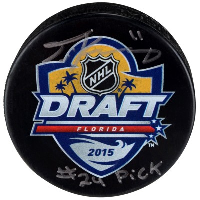 Шайба с автографом Travis Konecny Philadelphia Flyers Fanatics Authentic Autographed 2015 NHL Draft Logo with #24 Pick Inscription