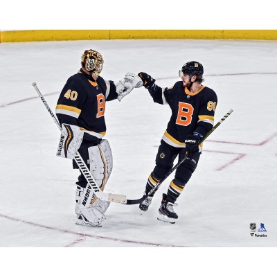 Unsigned Boston Bruins Tuukka Rask & David Pastrnak Fanatics Authentic Post-Game Celebration Photograph