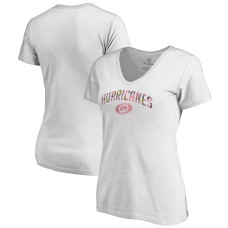Женская Футболка Carolina Hurricanes White Floral Arched V-Neck