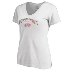 Женская Футболка Carolina Hurricanes White Floral Arched V-Neck