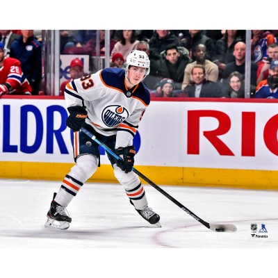 Unsigned Edmonton Oilers Ryan Nugent-Hopkins Fanatics Authentic White Jersey Skating Photograph