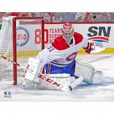Unsigned Montreal Canadiens Carey Price Fanatics Authentic White Jersey Stick Save Photograph