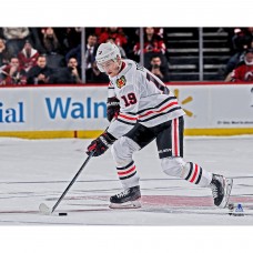 Unsigned Chicago Blackhawks Jonathan Toews Fanatics Authentic White Jersey Skating Photograph