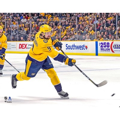 Unsigned Nashville Predators Filip Forsberg Fanatics Authentic Gold Jersey Shooting Photograph