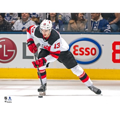 Unsigned New Jersey Devils Nico Hischier Fanatics Authentic White Jersey Skating Photograph