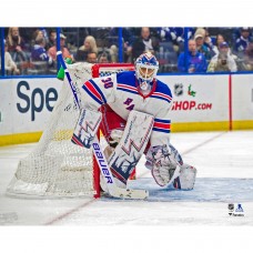 Unsigned New York Rangers Henrik Lundqvist Fanatics Authentic White Jersey in Net Photograph