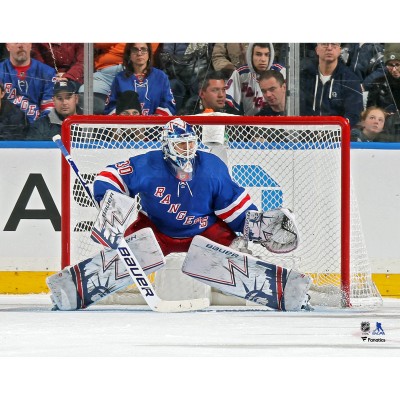 Unsigned New York Rangers Henrik Lundqvist Fanatics Authentic Blue Jersey in Net Photograph