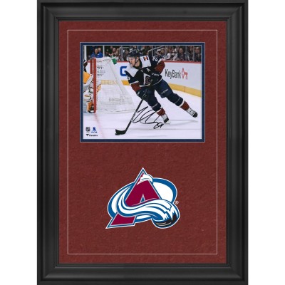Autographed Colorado Avalanche Nathan MacKinnon Fanatics Authentic Deluxe Framed 8 x 10 Navy Jersey Skating Photograph