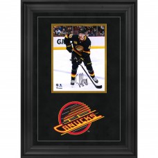 Autographed Vancouver Canucks Elias Pettersson Fanatics Authentic Deluxe Framed 8 x 10 Black Alternate Jersey Skating Photograph