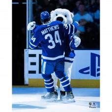 Unsigned Toronto Maple Leafs Auston Matthews Fanatics Authentic Celebration with Carlton the Bear Photograph