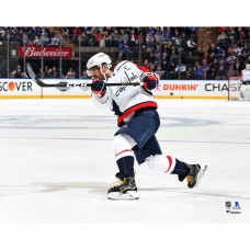 Unsigned Washington Capitals Alex Ovechkin Fanatics Authentic White Jersey Shooting Photograph