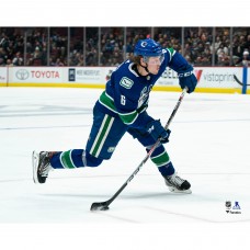 Unsigned Vancouver Canucks Brock Boeser Fanatics Authentic Blue Jersey Shooting Photograph