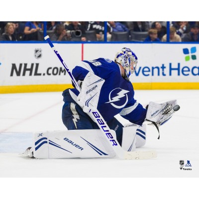 Unsigned Tampa Bay Lightning Andrei Vasilevskiy Fanatics Authentic Blue Jersey Glove Save Photograph
