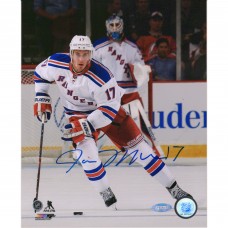 Autographed New York Rangers John Moore Fanatics Authentic 8 x 10 White Jersey Skating Photograph
