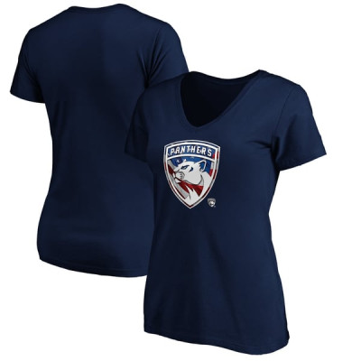 Женская футболка Florida Panthers Navy Banner Wave Logo V-Neck