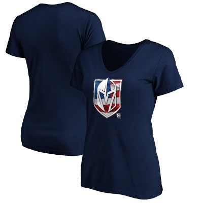 Футболка Vegas Golden Knights Womens Banner Wave Logo V-Neck - Navy