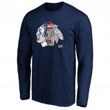 Футболка с длинным рукавом Chicago Blackhawks Navy Banner Wave Logo
