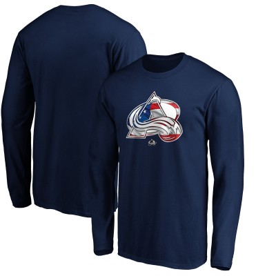 Футболка с длинным рукавом Colorado Avalanche Banner Wave Logo - Navy