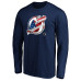 Футболка с длинным рукавом New Jersey Devils Navy Banner Wave Logo