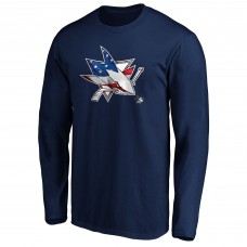 Футболка с длинным рукавом San Jose Sharks Navy Banner Wave Logo