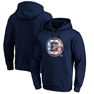 Boston Bruins Navy Banner Wave Logo Pullover Hoodie