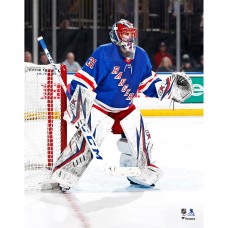 Unsigned New York Rangers Igor Shesterkin Fanatics Authentic Blue Jersey In Net Photograph