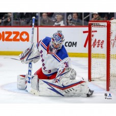 Unsigned New York Rangers Igor Shesterkin Fanatics Authentic White Jersey Glove Save Photograph