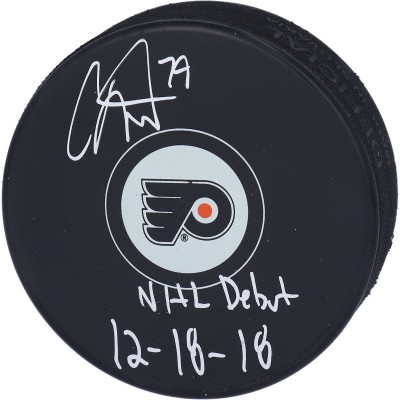 Шайба с автографом Carter Hart Philadelphia Flyers Fanatics Authentic NHL Debut 12/18/18 Inscription