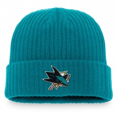San Jose Sharks Core Primary Logo Cuffed Knit Hat - Teal