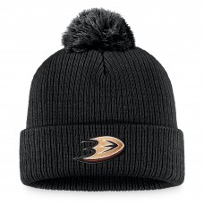Anaheim Ducks Core Primary Logo Cuffed Knit Hat with Pom - Black