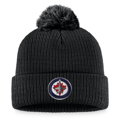 Шапка с помпоном Winnipeg Jets Core Primary Logo Cuffed - Black